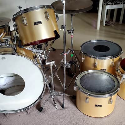 VTG 1970 PEARL 16"x16" Gold Satin "Phenolic" Floor Tom Drum  - Gorgeous Clean A+ image 19