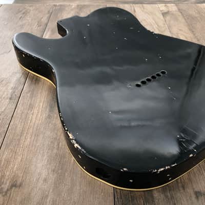 FRANCHIN Mars guitar body Relic Aged Gold Metallic turned green and Black 100% Nitro Lacquer Cracks Single Binding SS Alder Telecaster-Tele-T-Style Made in Italy - Stock piece #23020626 image 10