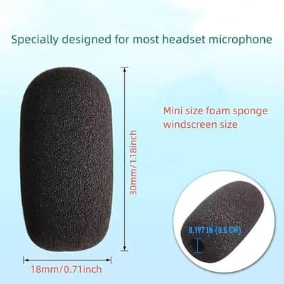 12 Pieces Foam Windscreen for Headset Microphone, 0.2" Diameter Microphone Pop Filter Windscreen Mic Cover High Density Mini Foam Cover Shield Protection Foam Replacement for Headset Mic(Black) image 2