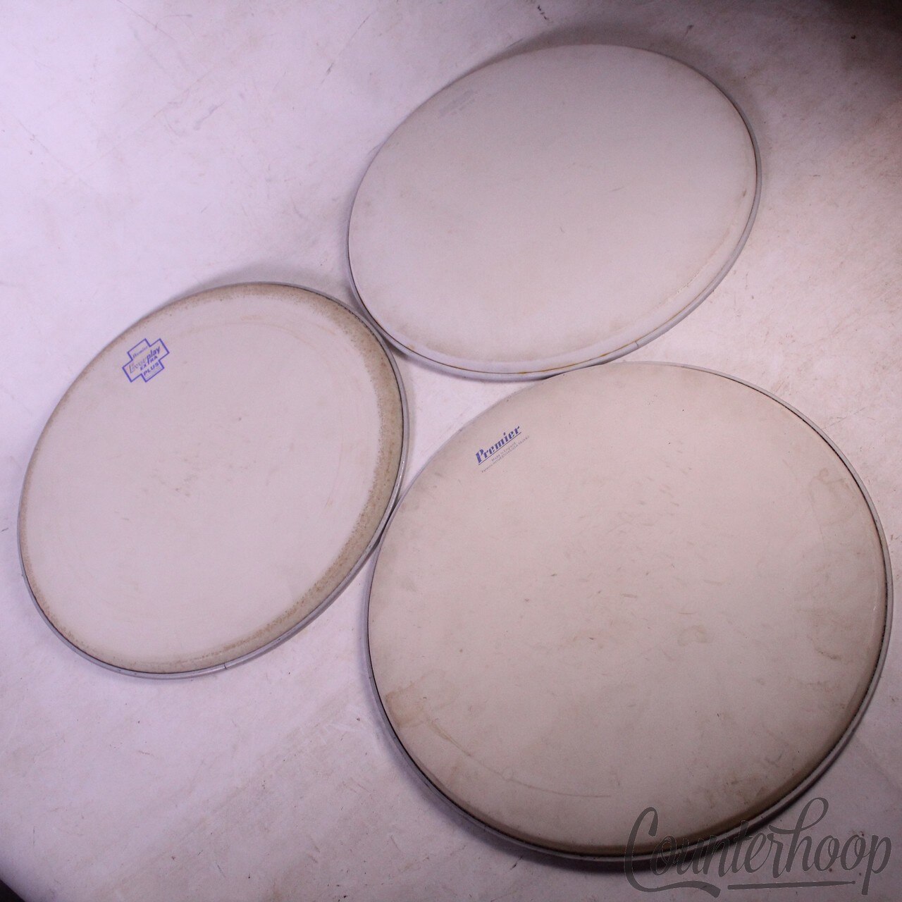 Premier 3x 16"Floor Tom Drum Heads Everplay Extra Plus,TS Batter,Made In England — main photograph