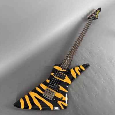 Aria Pro II ZZB Deluxe Explorer Bass Black Yellow Zebra / Tiger image 2