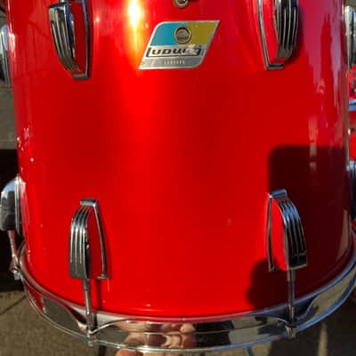 Huge Sounding Ludwig Blue & Olive Badge 6-Piece 1970’s Drum Set - Cherry Red image 6