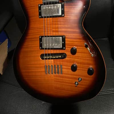 Godin LGX-SA with AA Flame Maple Top synth access - Cognac Burst image 3