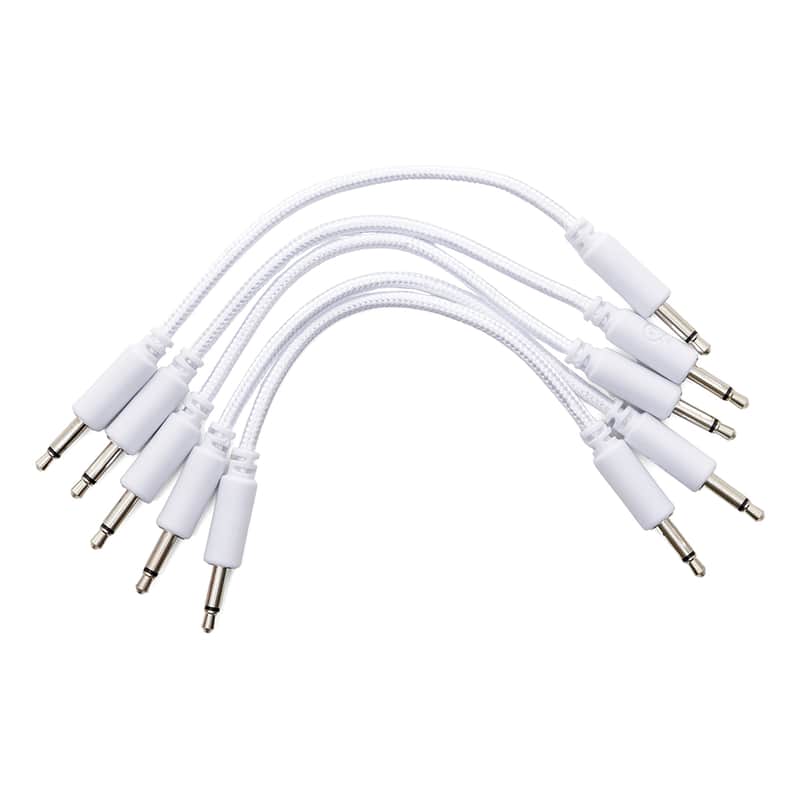 Erica Synths Eurorack Patch Cables (10cm White Braided x 5) image 1