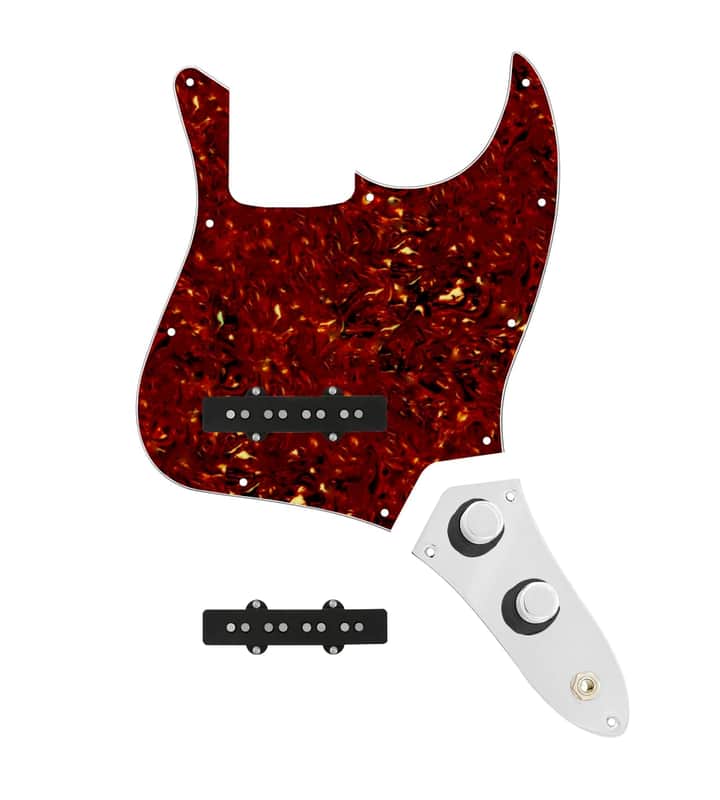 920D Custom Jazz Bass Loaded Pickguard With Pocket (Vintage) Pickups, Tortoise Pickguard, and JB-CON-CH-BK-T Control Plate image 1