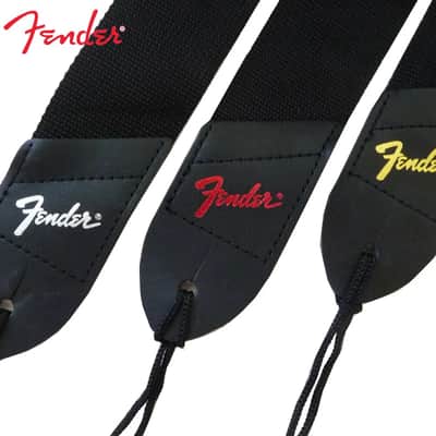 Fender Black 58" Long 2" Wide Guitar Strap - Gold logo image 2