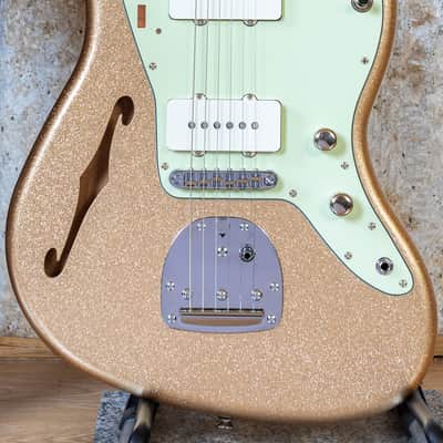 Fender USA Strat neck on a Custom Jazzmaster Thinline offset body Champagne Sparkle Fender USA pickups 4-way wiring Gotoh bridge - unique! image 2