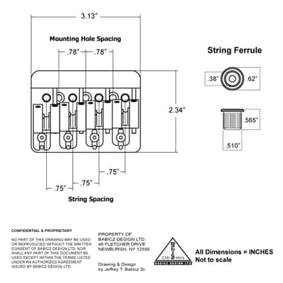 Babicz FCH-AM Bass Bridge, String Thru, Original Series - Black---black image 2