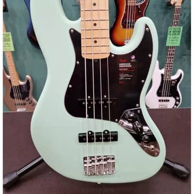 Fender American Performer Jazz Bass Maple Fingerboard, Satin Surf Green image 1