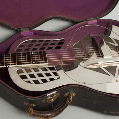 Immagine National  Style 1 Roundneck Resophonic Guitar (1930), ser. #S-229, original black hard shell case. - 13