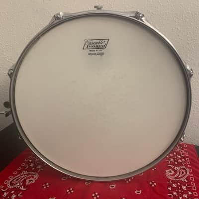 Ludwig No. 404 Acrolite 5x14" 8-Lug Aluminum Snare Drum with Pointed Blue/Olive Badge 1969 - 1979 - Matte Aluminum image 7