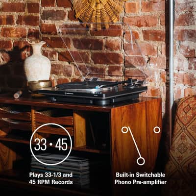 Audio-Technica Fully Automatic Belt-Drive Turntable, Black/Bronze + Studio Monitors, Pair image 7