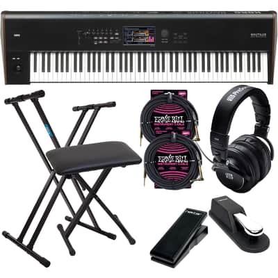Korg Nautilus 88 Synthesizer Workstation, Keyboard Stand and Bench, Presonus HD9, Sustain Pedal, Nektar NX-P, (2) ErnieBall 1/4 Cables Bundle