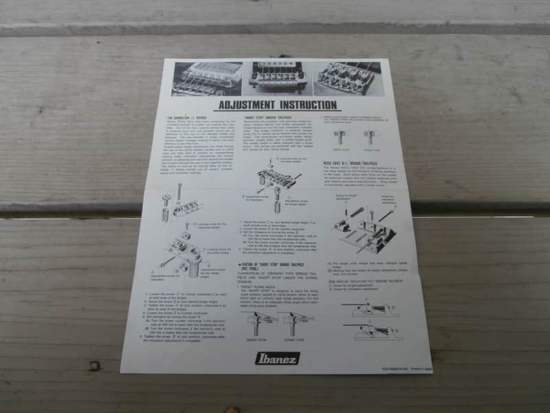 Vintage 1983 Ibanez Bridge Adjustment Instruction Sheet! Original Case Candy, Paperwork! image 1