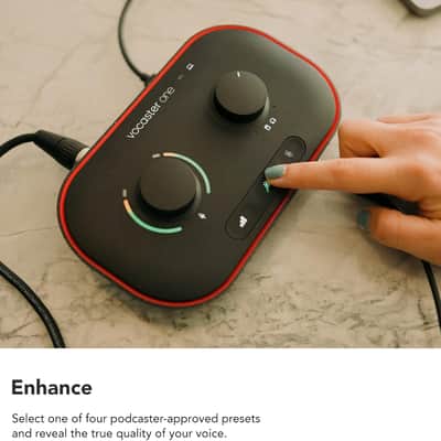 Focusrite Vocaster One — Podcasting Interface for Recording as a Solo Creator. Use Auto Gain, Enhance, and Mute for Easy Podcasting. Small, Lightweight, and Powered by Computer image 5