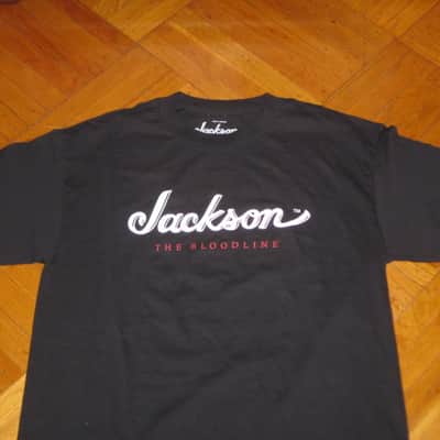 new genuine Jackson (by Fender) Jackson Bloodline 100% Cotton Black Short Sleeve T-Shirt, Medium (M), GRAPHIC: White & Red -- P.N (part #): 0990264406 (NO: hangtag / packaging) image 11