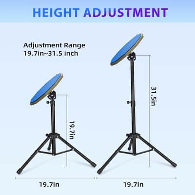 12 Inch Practice Drum Pad with Stand and Sticks, Beginner Snare Drum Pad with Drumsticks and Carrying Bag, Double Sided Silent Drum Pad (Blue) image 2