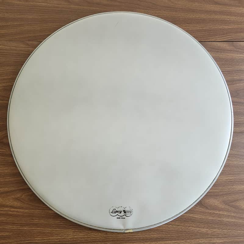 NOS Ludwig Weathermaster 28" Bass Drum Head Smooth White 1960s Script Cloud Stamp image 1