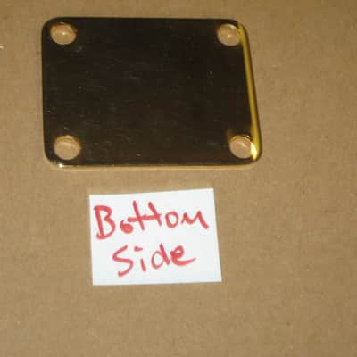 very lightly relic'd genuine Fender Gold Four Bolt Neck Plate (gold plated steel) +screws p/n 0991447200 (blank, NO Micro-Tilt Adjustment) from 2002-2003 SRV Artist Ser Strat (NO guitar) but can be used on dif year guitar / bass] Screws: # 8, 1&1/4" L image 22