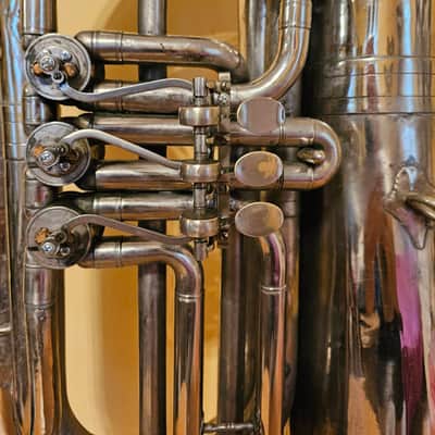 Tuba “Bb" Soviet 3 Valves Brass Pipe Wind Instrument Horn USSR Vintage and Rare image 2