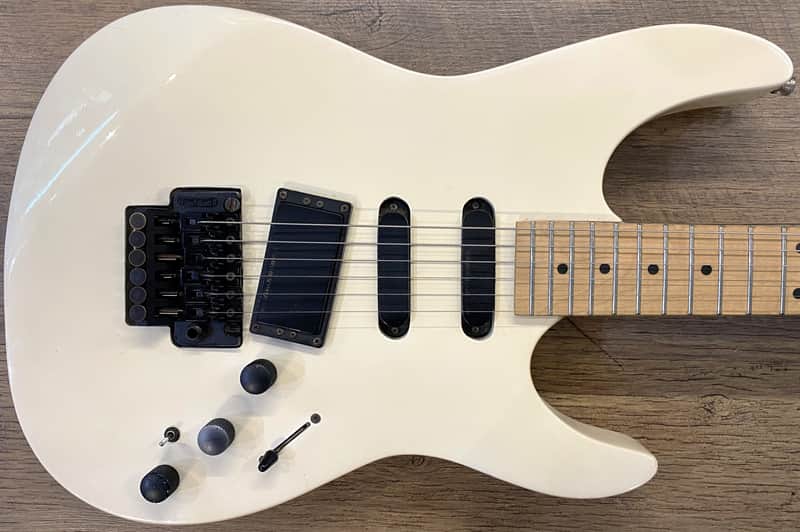 1980s Kramer 100 Series 610 Gloss White Finish Electric Guitar with Aftermarket Neck image 1
