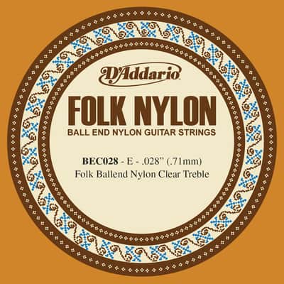 D'Addario D''Addario BEC028 Folk Nylon Guitar Single String, Clear Nylon, Ball End, .028 image 2