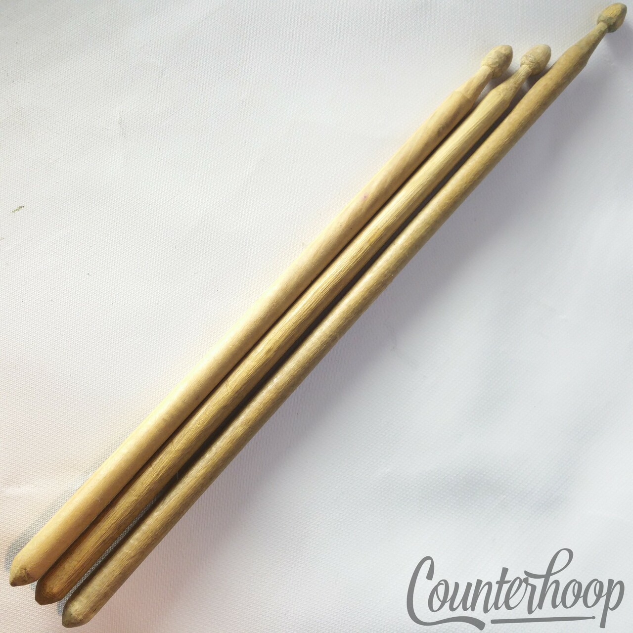Early American Children's Drum Sticks Hand Carved Unique Solid Wood 3x Set USA — main photograph