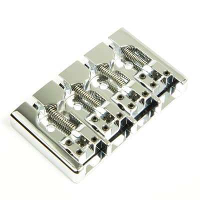 Hipshot A Style 4 Str Bass Bridge 5A4FM2BC Brass, Chrome Retrofits 5 Hole String-through