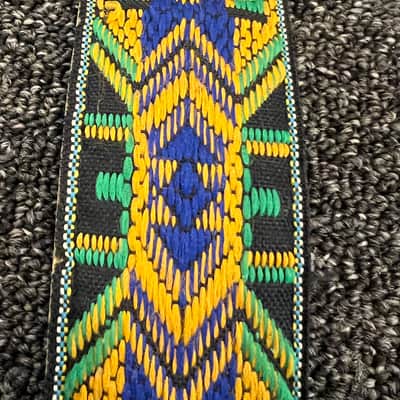 Ace Vintage 1970's Guitar Strap 1970’s - Green , Yellow , Blue made in the USA image 3