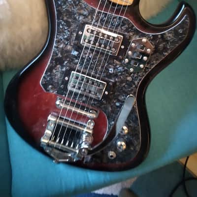 Global Double Cut 1960s Red Burst w/Black Pearl Pickguard image 1