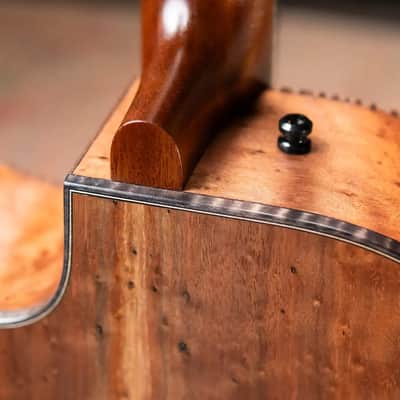 Beard Custom Shop Legacy E Round Neck Acoustic Guitar - Natural Curly Walnut with Hardshell Case image 15
