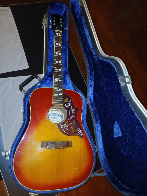 Vintage 1970s Granada W-65 Hummingbird Copy Acoustic Guitar PROJECT Japan Fender Hard Case image 1
