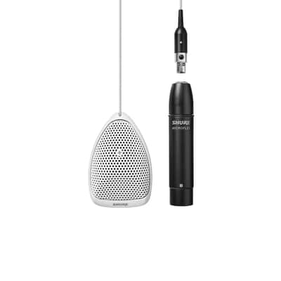 Shure MX391W-A/O Omnidirectional - Miniature White Condenser Boundary Microphone, 12' Attached Cable, Detachable Preamp with XLR image 1