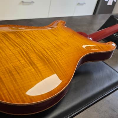 1999 PRS McCarty Hollowbody II 10 Top Moon Inlay Amber Vintage Sunburst Hollow Body Archtop AAA Figured Flame Curly Maple Ten Top Wide Fat 90s 1990's Electric Guitar Custom Inlays image 15
