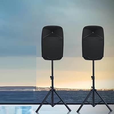 10-inch PA Speaker System, 1200W High Powered Bluetooth Compatible Active + Passive Pair Outdoor Sound Speakers, Outdoor Karaoke Machine, FM Radio, Remote Control,2 Speaker Stands,Supports SD Card/USB image 2