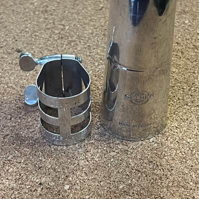 Vintage Selmer ‘404’ metal tenor saxophone ligature and mouthpiece cap set image 2
