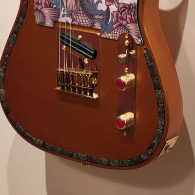 CUSTOM DESIGNED & CRAFTED COPPER METALLIC TELE STYLE WITH KOI TATTOO PG & DRAGON BLOOD JASPER STONES- SERIAL #071 -2025 - "B" STOCK image 6
