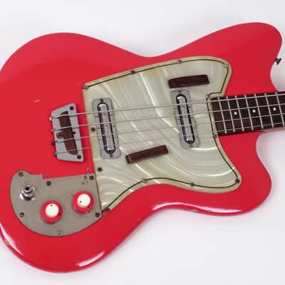 1968 Danelectro Coral Deluxe Bass - Brilliant Red - Rare 34" Scale Bass - Lipstick Pickups -Original Case image 13