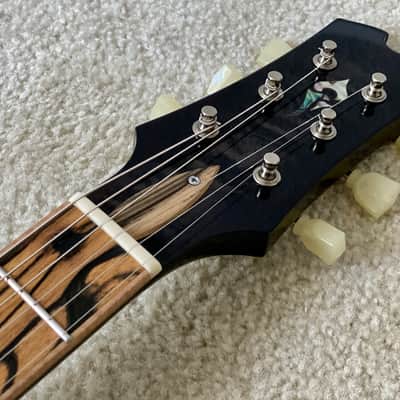 Forshage Single Cut Style - Piano Black with Pale Moon Ebony Board, Flame Maple Binding image 13