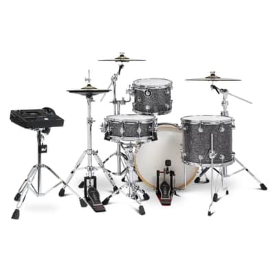 DW DWe 4pc Complete Electronic/Acoustic Drum Set w/Roland V51 Black Galaxy image 3