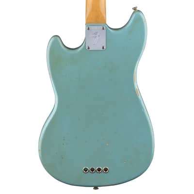 Fender Justin Meldal-Johnson Road Worn Mustang Electric Bass (with Gig Bag), Daphne Blue image 5