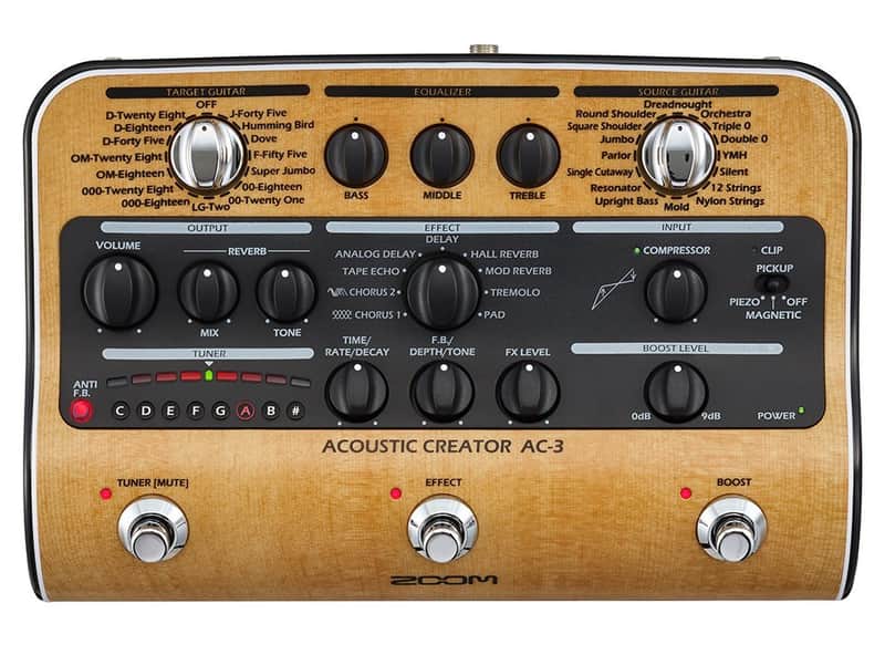 Zoom AC-3 Acoustic Creator, Acoustic DI with Tone Restoration, Acoustic Modeling, 9 effects, Compression, Tuner, Reverb, EQ, and Anti-Feedback image 1