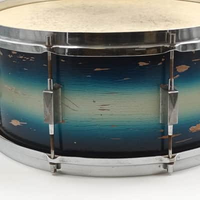 Vintage Ajax 1930s New Century Dual Snare Drum – Blue Silver Duco – Solid Shell image 7