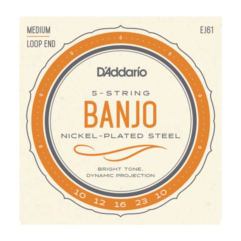 D'Addario EJ61 5-String Medium Steel Banjo Strings 10-23 image 1
