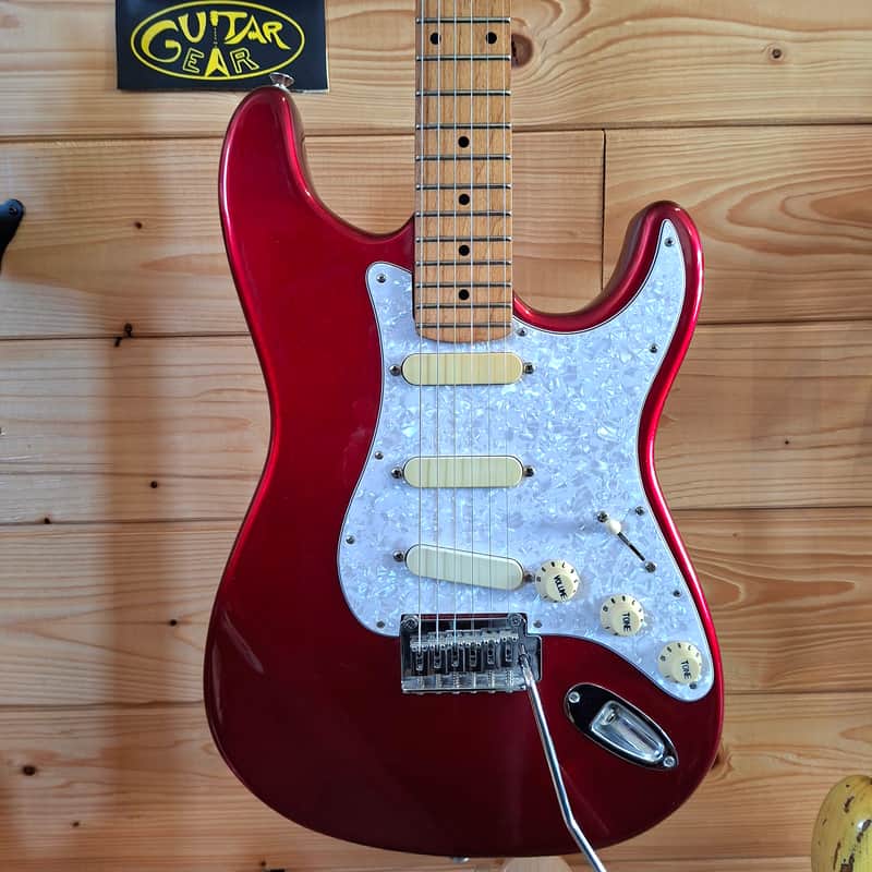 Chery Strat-Style Electric Guitar – 1990s Korea – Metallic Red image 1