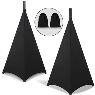 Speaker Stand Cover-DJ Bag with 360 Degree Cover, Speaker Tripod Scrim Cover for Speaker/Lighting with Free Travel Bag (Two Pack-Black) image 1