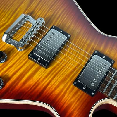 2025 Knaggs Kenai Tier 1 Flame Top w Zircote Fretboard ~ Dark Cherry Burst w Natural Binding image 5