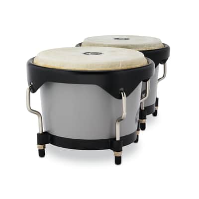 Latin Percussion 6 1/4-Inch and 7 1/4-Inch Bongos with Carrying Bag and Tuning Wrench (Slate Grey) image 5