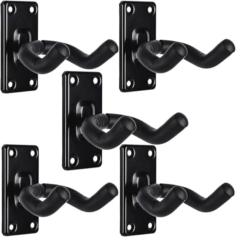 Guitar Wall Hanger Mount 5 Pack Guitar Hangers for Wall Black Guitar Hook Holder for Acoustic Electric Bass Guitar and More image 1