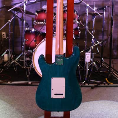 Used Fender American Deluxe Stratocaster Electric Guitar, Ash Body, Teal Transparent w/ Case image 4